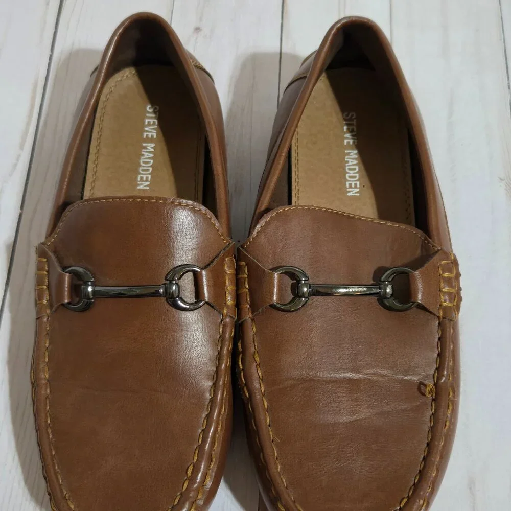 Steve Madden Deann Boys Brown Bit Loafers Big Kid Size 4M Dress Shoes